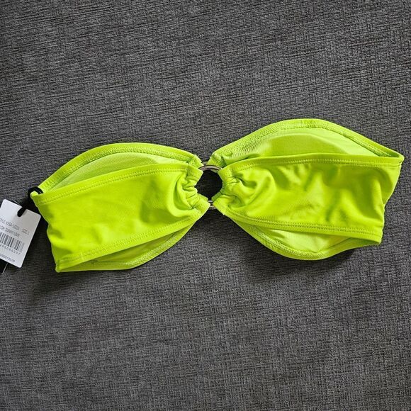 Kendall & Kylie Neon Green Ring Bandeau Bikini Top size Large - Picture 3 of 7